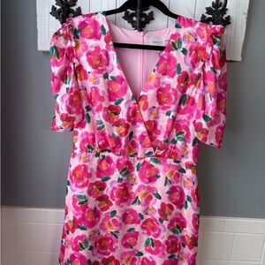 Adelyn Rae Pink Floral Midi Dress